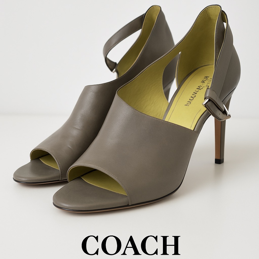 Coach Manhattan Leather Platform Heels Taupe Size 7.5 | Luxury Designer Shoes